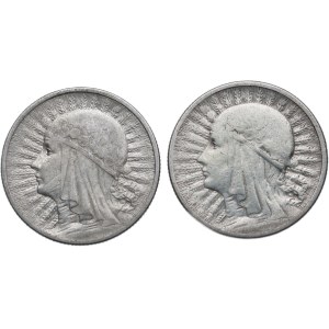 Second Polish Republic, Set of 2 1933–1934 2 zlote Coins Woman's Head (2 pieces)