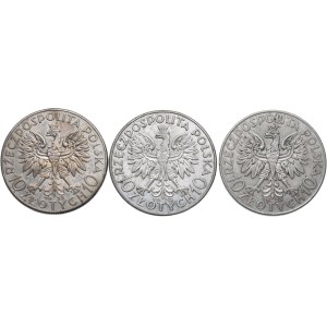 II RP, zestaw 10 złotych 1932-1933 Głowa Kobiety (3szt.)