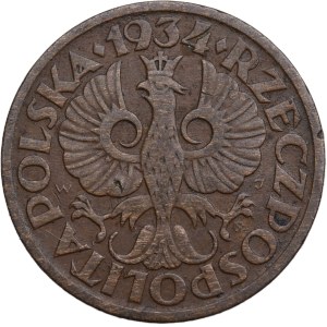 Second Polish Republic, 1 grosz, 1934, Warsaw