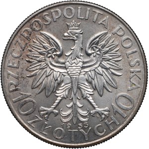 Druhá poľská republika, 10 zlotých, 1933, Varšava, hlava ženy