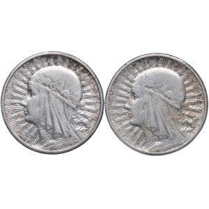 II RP, zestaw 2 złote 1933, 1934 Głowa Kobiety (2szt.)