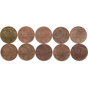 Zestaw II RP, 5 groszy (10szt.)
