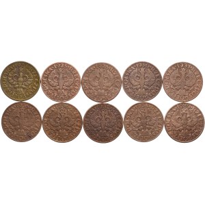 Zestaw II RP, 5 groszy (10szt.)