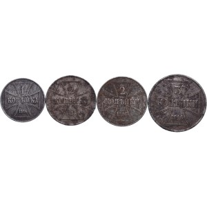 Zestaw OST, 1 kopiejki 1916 A, 2 kopiejki 1916 A,J, 3 kopiejki 1916 A (4szt.)