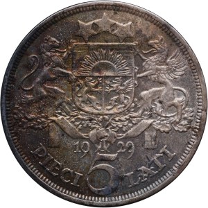Łotwa, 5 lati (łatów) 1929 Londyn