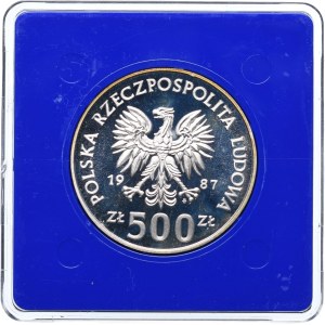 PRL, 500 złotych 1987, XV Zimowe Igrzyska Olimpijskie 1988 - bramkarz hokejowy
