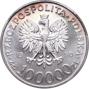Tretia poľská republika, 100 000 zlotých, 1990, Solidarita, TYP A