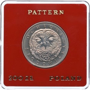 PRL, 200 złotych 1986 Ochrona Środowiska - Sowa, PRÓBA