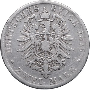Niemcy, Bawaria, Ludwig II, 2 marki 1876 D, Monachium