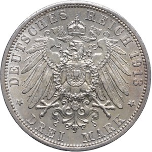 Niemcy, Prusy, Wilhelm II, 3 marki 1913 A, Berlin
