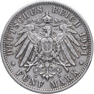 Niemcy, Badenia, Fryderyk I, 5 marek 1901 G, Karlsruhe