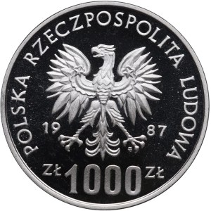 PRL, 1000 złotych 1987, XV Zimowe Igrzyska Olimpijskie 1988 - PRÓBA