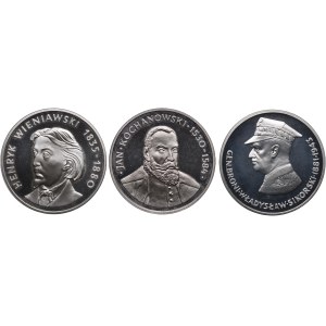 PRL, zestaw 100 złotych 1979 Henryk Wieniawski, 1980 Jan Kochanowski, 1981 Władysław Sikorski (3szt.)
