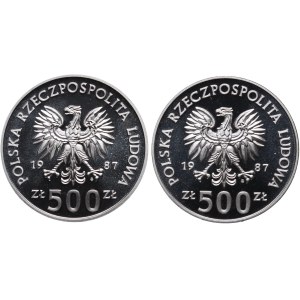 PRL, zestaw 500 złotych 1987 Calgary 1988, Igrzyska XXIV Olimpiady 1988 (2szt.)