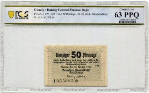 Gdańsk, 50 fenigów 1923 - październik, numerator z