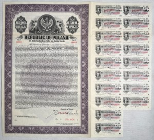 3% Pożyczka Dolarowa Fundingowa 1936, obligacja 500 dolarów - SPECIMEN