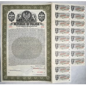 3% Pożyczka Dolarowa Fundingowa 1936, obligacja 1.000 dolarów - SPECIMEN