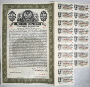 3% Pożyczka Dolarowa Fundingowa 1936, obligacja 1.000 dolarów - SPECIMEN
