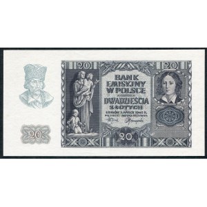 20 złotych 1940, bez serii i numeracji