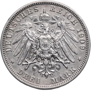 Niemcy, Bawaria, Otto, 3 marki 1909 D, Monachium