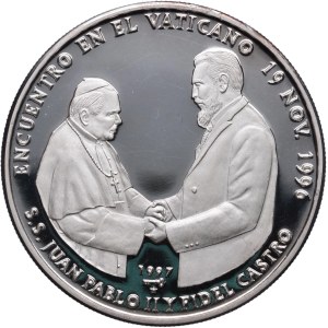 Kuba, 10 pesos 1997, Wizyta Fidela Castro w Watykanie