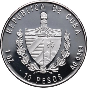 Kuba, 10 pesos 1997, Wizyta Fidela Castro w Watykanie