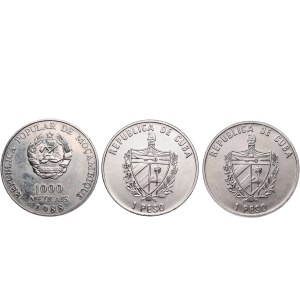 Zestaw Jan Paweł II, Kuba 1 peso 1997-1998, Mozambik 1000 meticais 1988 (3szt.)