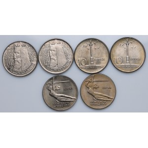 PRL , zestaw 10 złotych 1964-1965 Kazimierz Wielki, Nike, Kolumna Zygmunta (6szt.)
