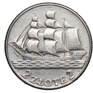 Second Polish Republic, 2 zlote, 1936, Sailing Ship