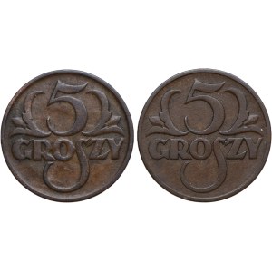 II RP, zestaw 5 groszy 1925-1931 (2szt.)