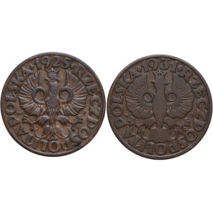 II RP, zestaw 5 groszy 1925-1931 (2szt.)