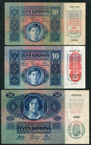 Austria, zestaw banknotów (13 szt.)