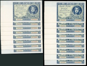 5 złotych 1930 - Ser. CU. - (17 szt.)