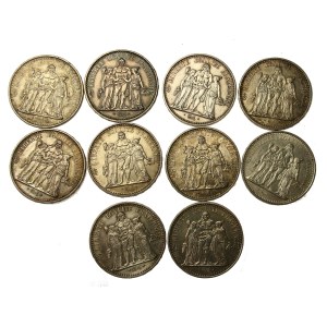 France, Fifth Republic, set of 10 francs 1965-1970. total of 10 pieces. (101)