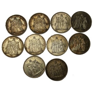 France, Fifth Republic, set of 10 francs 1965-1970. total of 10 pieces. (106)