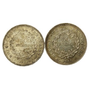 Francja, V Republika, zestaw 50 franków 1977-1979. Razem 2 szt. (112)