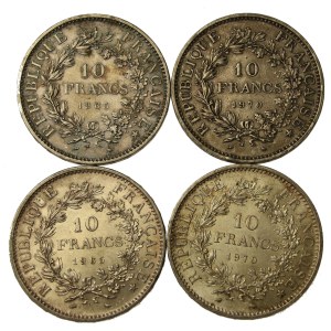 France, Fifth Republic, set of 10 francs 1965-1970. total of 4 pieces. (114)