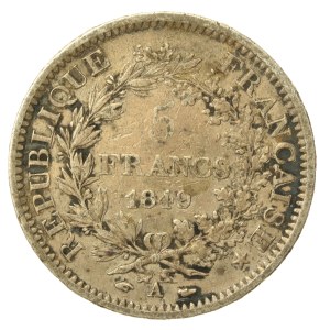 Francia, Seconda Repubblica, 5 franchi 1849, Parigi (194)