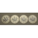 Canada, Elizabeth II, $5 2012 set - Maple leaf, 1 oz. Ag 999. total of 4 pieces. (264)