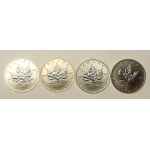 Canada, Elizabeth II, $5 2012 set - Maple leaf, 1 oz. Ag 999. total of 4 pieces. (270)
