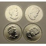 Canada, Elizabeth II, $5 2012 set - Maple leaf, 1 oz. Ag 999. total of 4 pieces. (272)