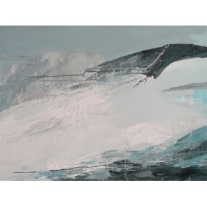 Kinga WNUK-MOSKALSKA (b. 1975), Ski slope in gray. Beskidy, 2021