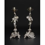 Pair of silver candlesticks, Germany 19th century.