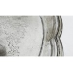 Silver service tray with handles, 19th century. Hamburg