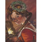 Zofia Stryjeńska (1891 Kraków - 1976 Geneva), Girl with garland, 1940s.