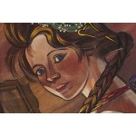 Zofia Stryjeńska (1891 Kraków - 1976 Geneva), Girl with garland, 1940s.