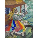 Zofia Stryjeńska (1891 Kraków - 1976 Geneva), Prządka by the cradle, 1940s.