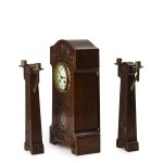 Wladyslaw Kut (1915 Nawsie - 2006), Mantel clock with a pair of candlesticks, 1937