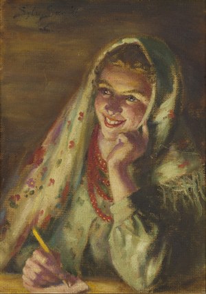 Sylweriusz Saski (1863 Nottingham - 1954 ), Góralka pisząca list