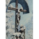 Marian Mróz (1908 Dąbrówka Tuchowska - 1967 ), Roadside shrine in winter, 1954